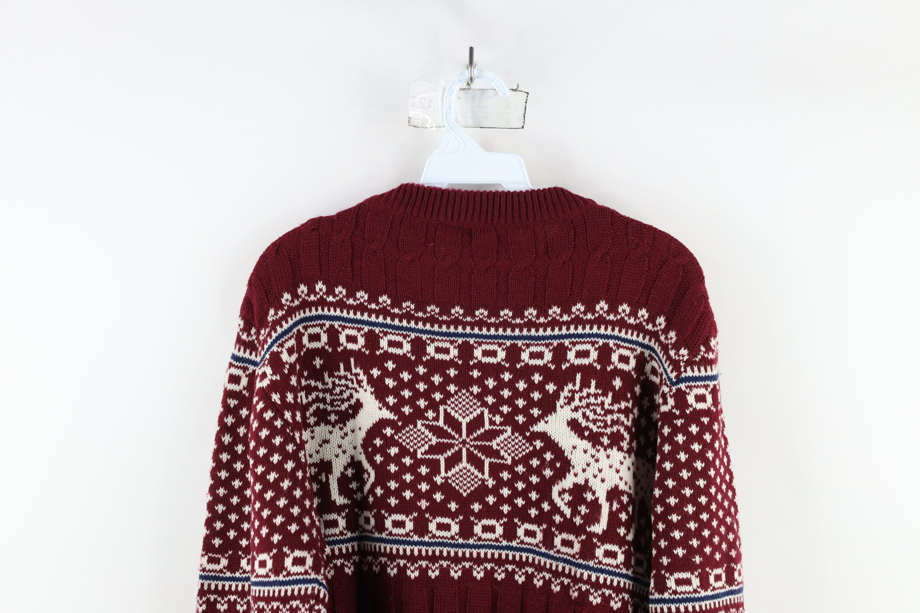 Vintage Vintage 70s Streetwear Fair Isle Reindeer Cable Knit Sweater Size US M / EU 48-50 / 2 - 12 Thumbnail