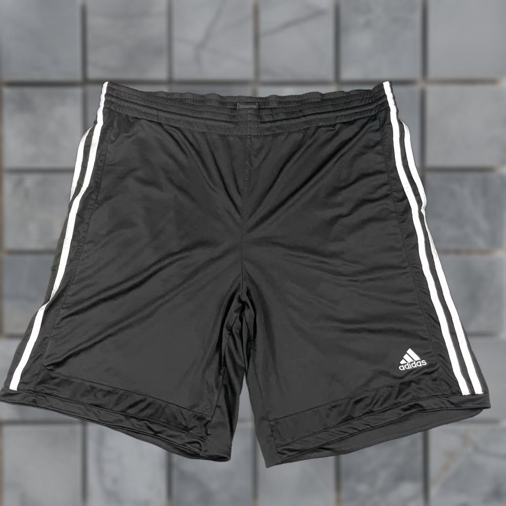 Adidas Adidas Basketball Shorts Adult L Black Dazzle Stripes Trefoil Shiny Athletic Performance Size US 33 - 1 Thumbnail