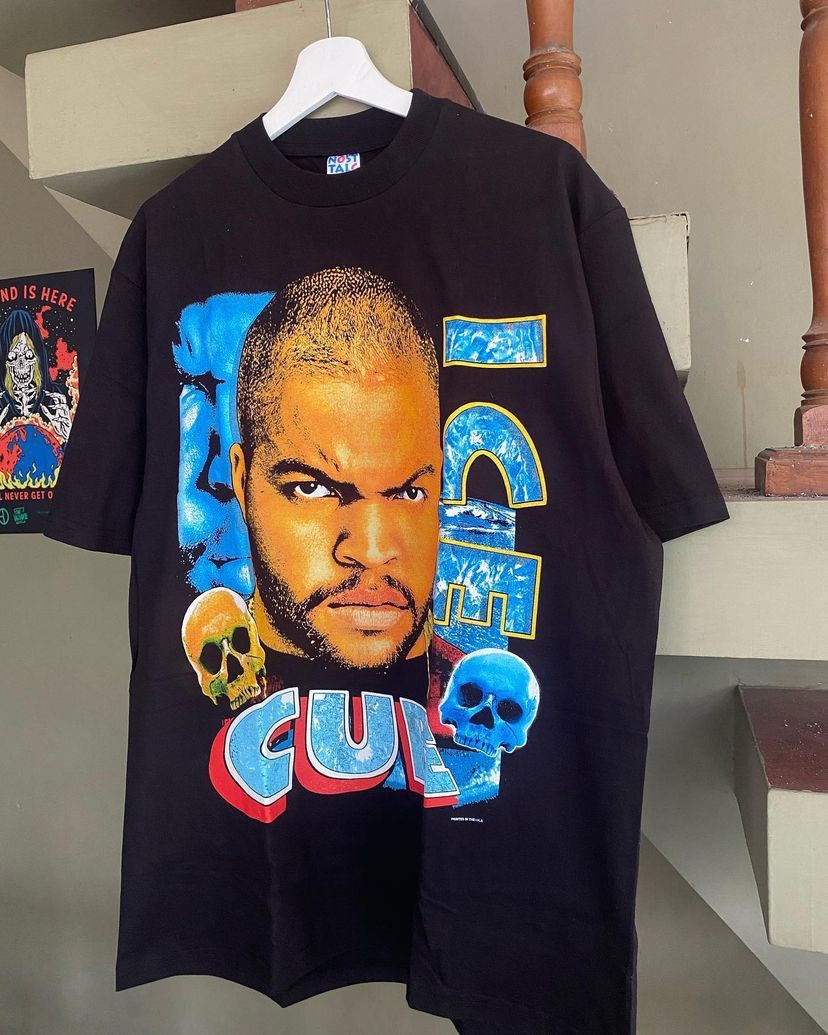 image of Band Tees x Rap Tees Ice Cube Check Yo Self Rap Tee in Black, Men's (Size XL)