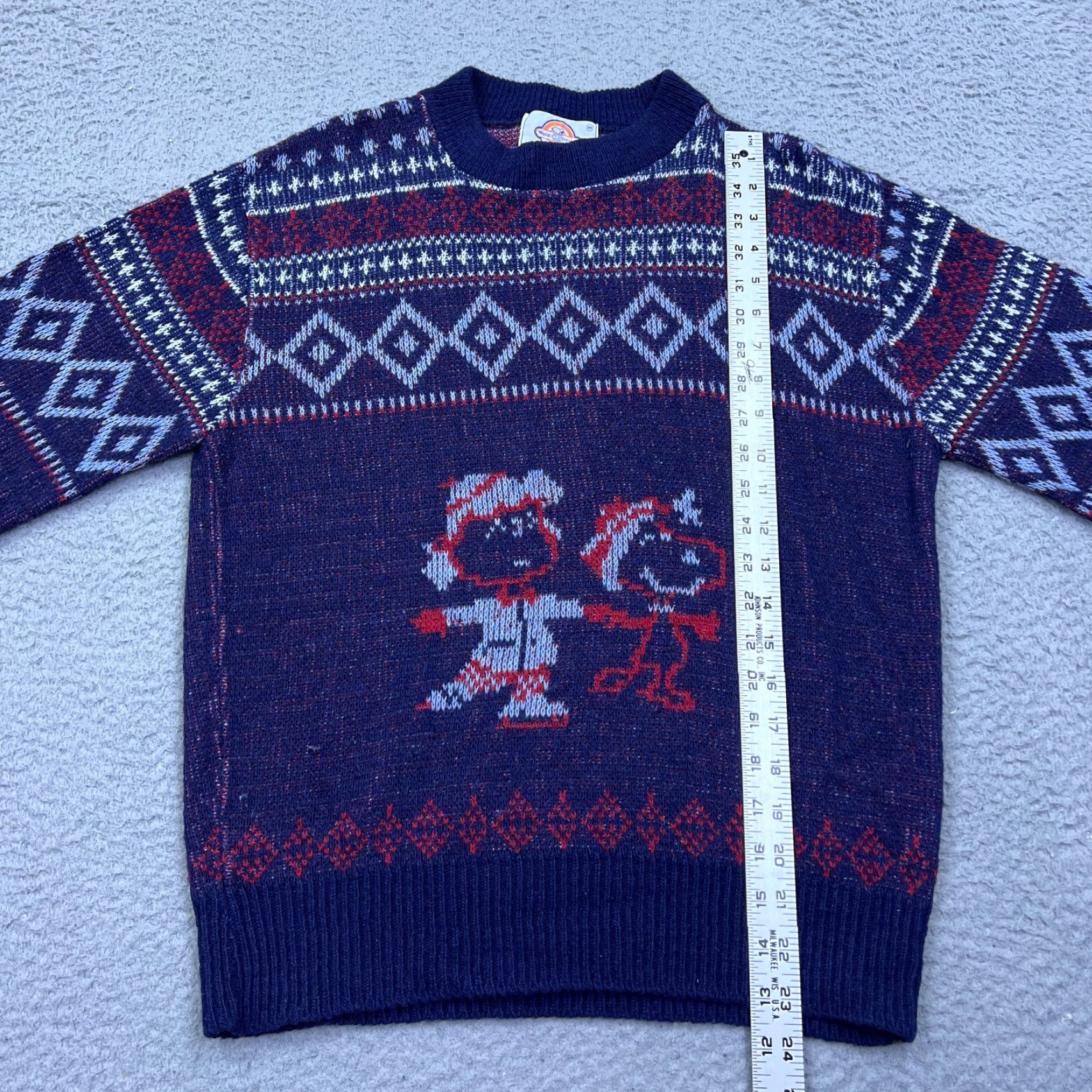 Arrow VTG 70s Arrow Worlds Greatest Snoopy & Lucy Sweater Peanuts M Blue Winter Knit Shirt Mens Size US M / EU 48-50 / 2 - 7 Thumbnail