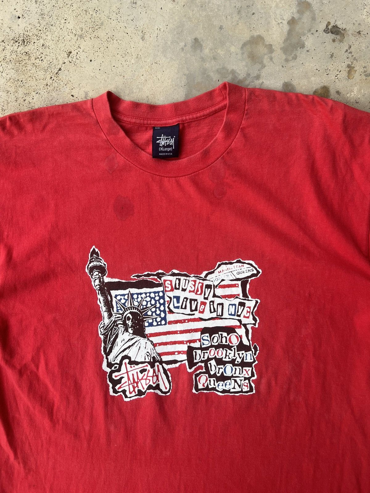 Stussy vintage 90's stussy NYC State of Liberty tshirt Size US XL / EU 56 / 4 - 2 Thumbnail