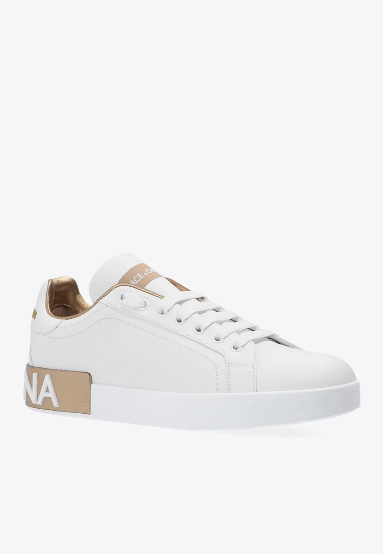 Dolce & Gabbana o1s22i1n0225 Calfskin Low-Top Sneakers in White Gold Size US 10 / IT 40 - 2 Thumbnail
