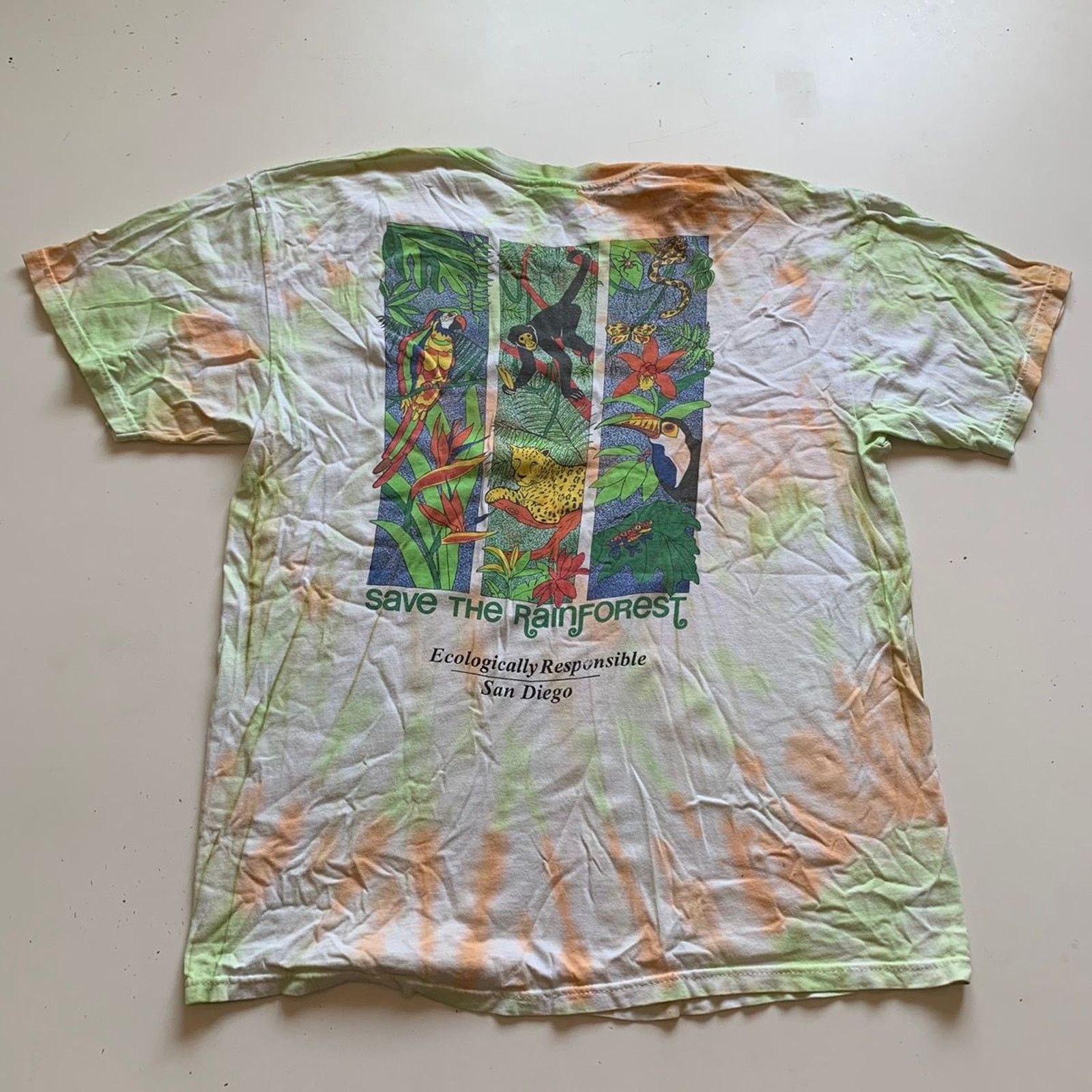 Vintage Vintage 90s Save The Rainforest Wildlife Art T Shirt Large Size US XL / EU 56 / 4 - 1 Thumbnail