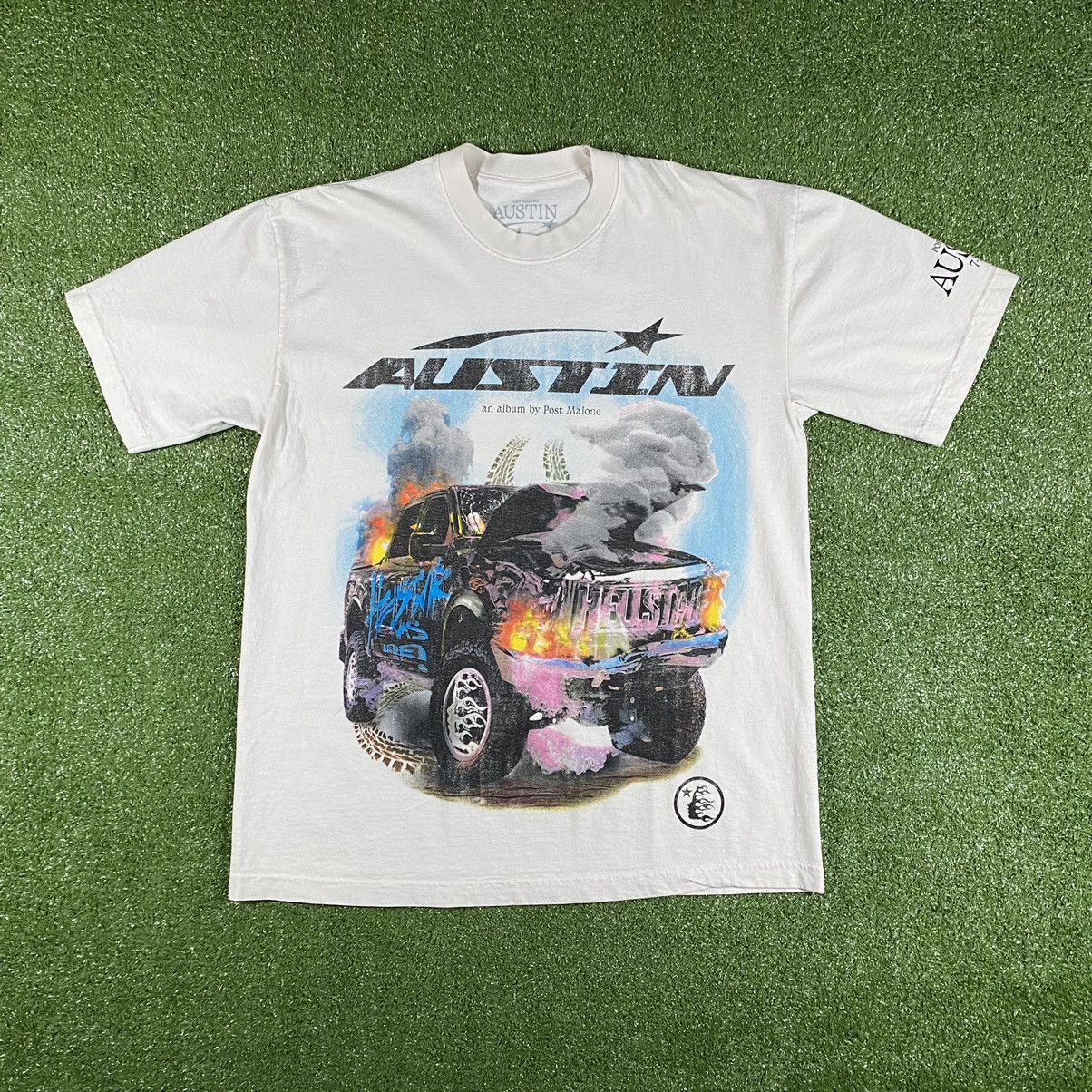 image of Hellstar X Post Malone Austin T-Shirt in Cream, Men's (Size Large)