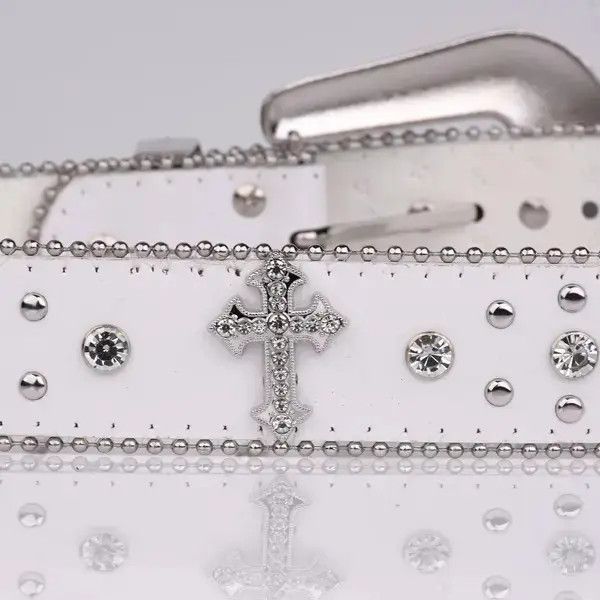 Other Kitazawa x Aoki 105 cm Punk Rhinestone White Belt Size ONE SIZE - 3 Thumbnail