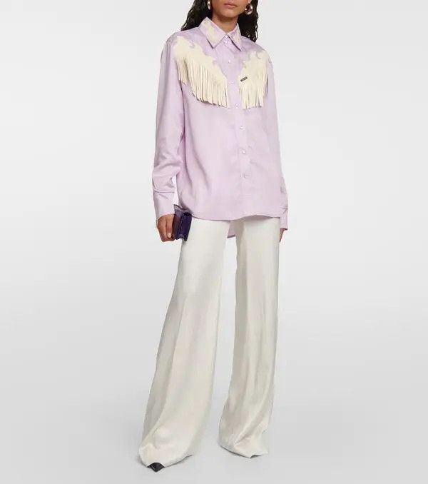 Tom Ford o1w1db10225 CAL560 Silk Shirt in Purple Size XS / US 0-2 / IT 36-38 - 2 Thumbnail