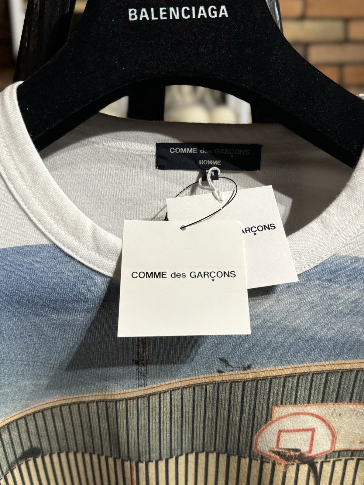 Comme des Garcons Homme Plus HOOP DREAMS BASKETBALL WHITE TEE SHIRT Size US M / EU 48-50 / 2 - 2 Thumbnail