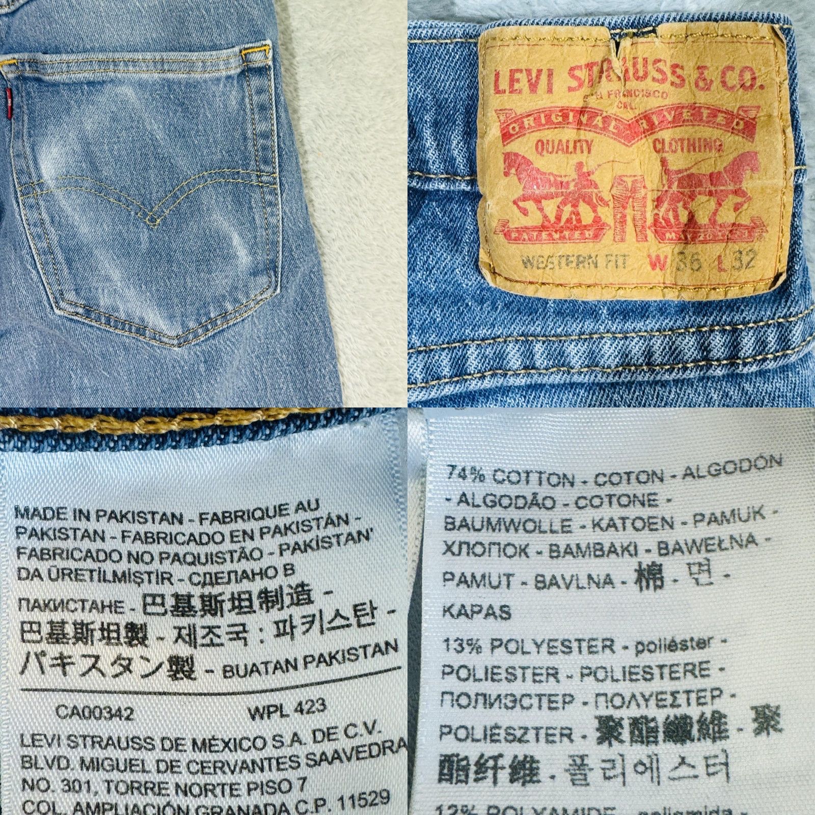 Levi's Levi's Western Fit Jeans Mens 36x32 Blue Light Wash Straight Denim Zip Fly Regular Size US 36 / EU 52 - 8 Thumbnail