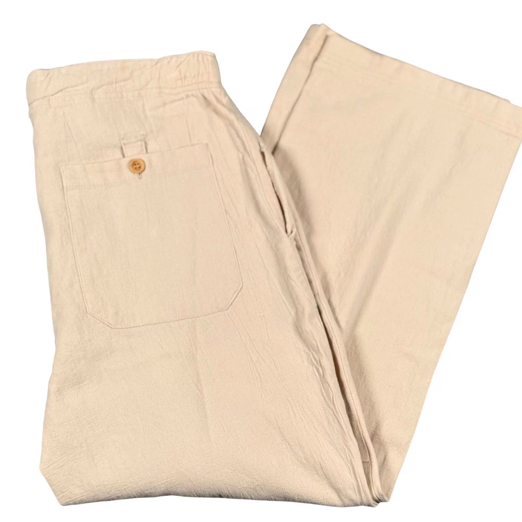 Vintage Boho Coastal Med Lightweight Wide Leg Relaxed Fit Pants Travel Cotton Vacation Size 32" / US 10 / IT 46 - 2 Thumbnail