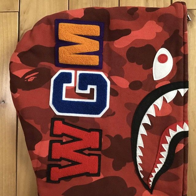 Bape BAPE Red camo shark full zip hoodie a bathing ape Size US L / EU 52-54 / 3 - 4 Thumbnail
