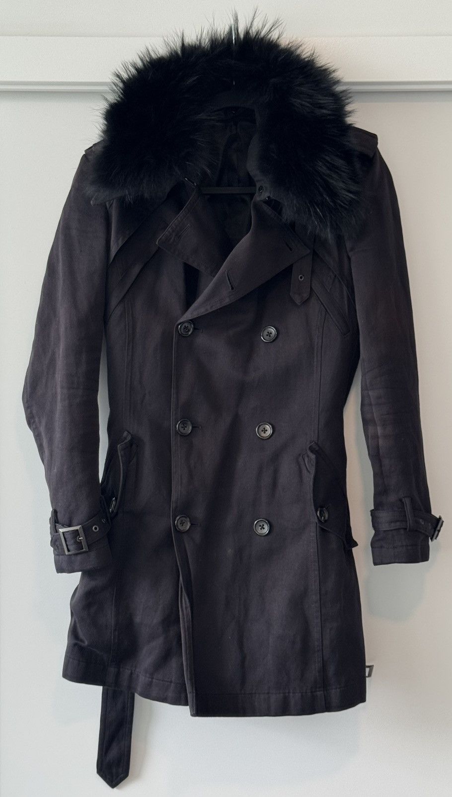 5351 POUR LES HOMMES Vintage 5351 Pour Les Hommes Archival Fur Collar Trench Coat Size US XS / EU 42 / 0 - 1 Thumbnail