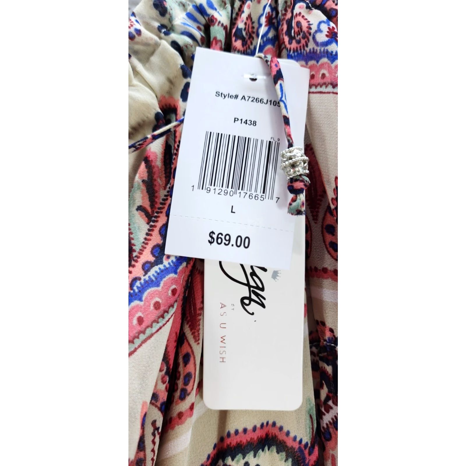 Vintage Love Reign Off the Shoulder Long Flare Ruffle Dress Beige Red Paisley Floral L NWT Lip? No—keep words exact. Size L / US 10 / IT 46 - 7 Thumbnail