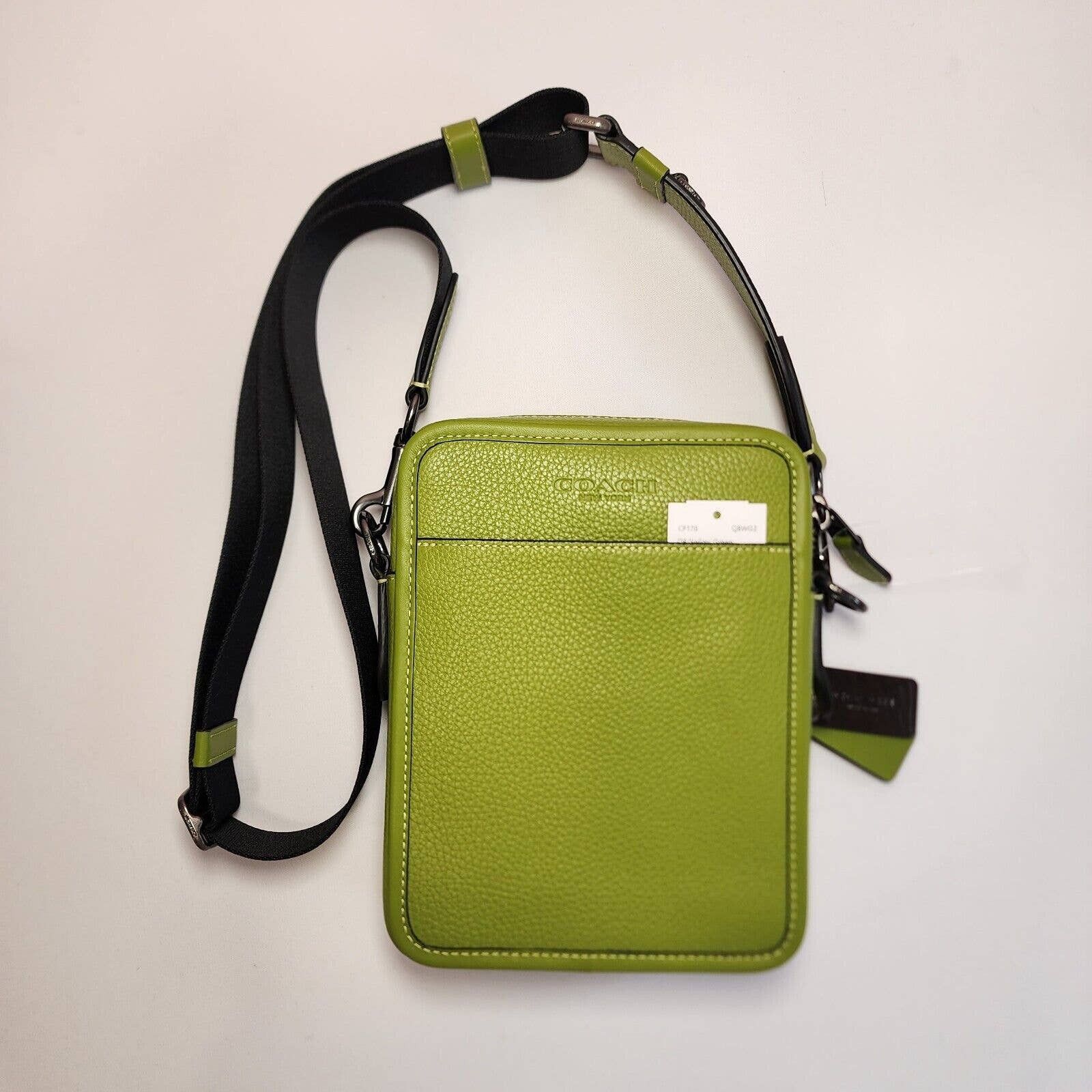 image of Coach Cp178 Sullivan Crossbody Pebble Leather Yellow Green, Men's