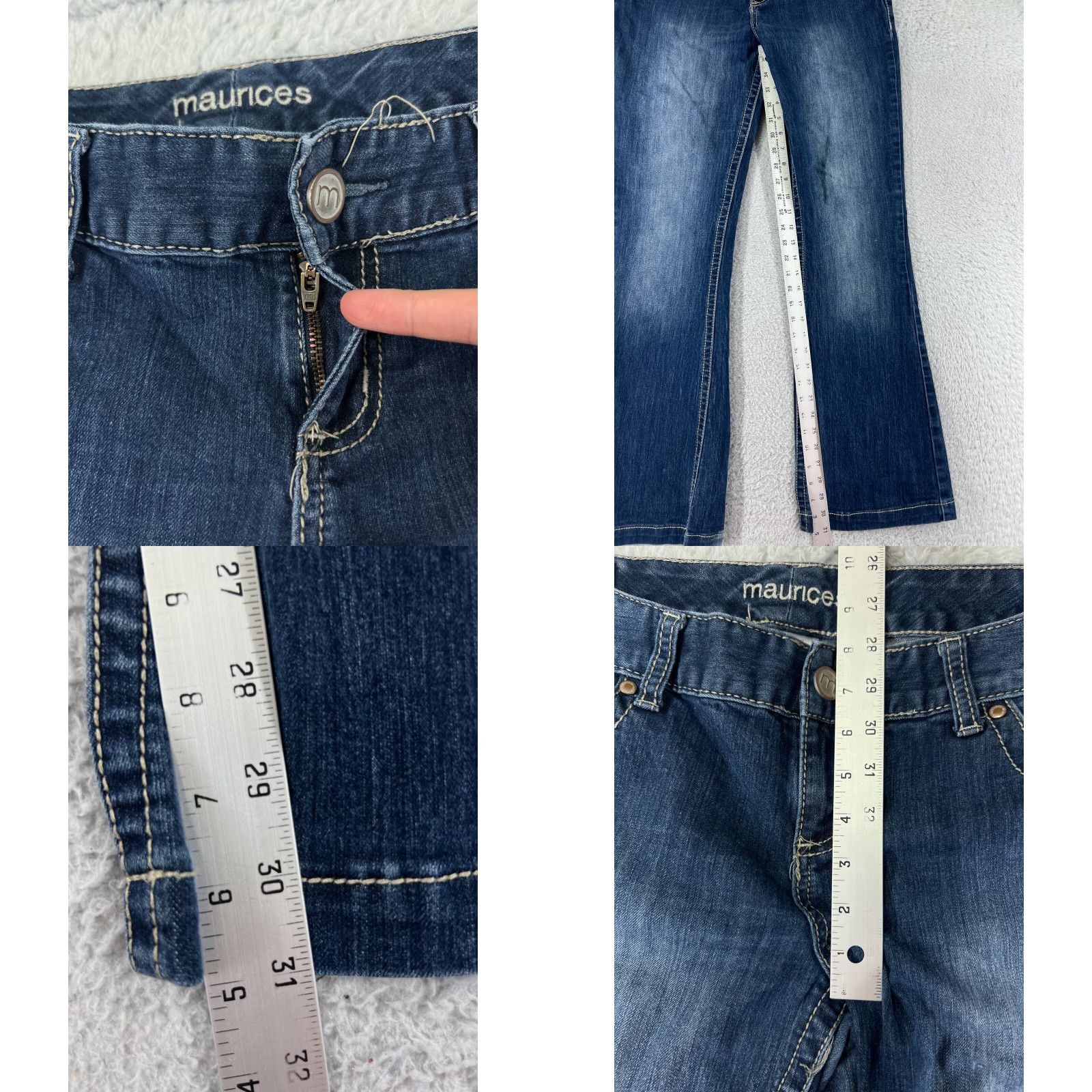 Vintage Maurices Jeans Womens 9 Blue Denim Bootcut Embroidered Cotton Blend Size 30" / US 8 / IT 44 - 8 Thumbnail