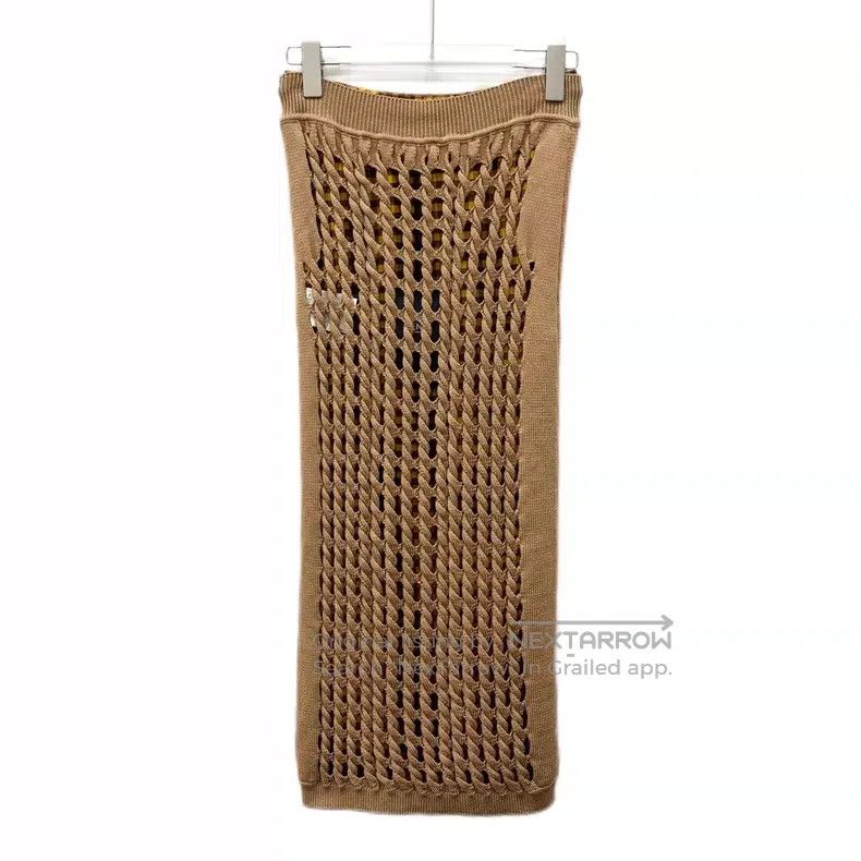 Fendi Fendi Brown openwork twisted knit half skirt Size 25" / US 0 / IT 36 - 2 Thumbnail