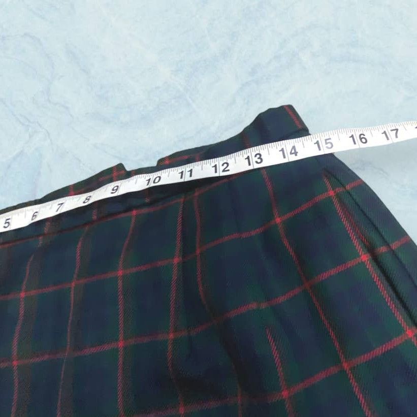 Pendleton Pendleton Vintage Virgin Wool Green Tartan Midi Skirt 12 Size 29" - 3 Thumbnail