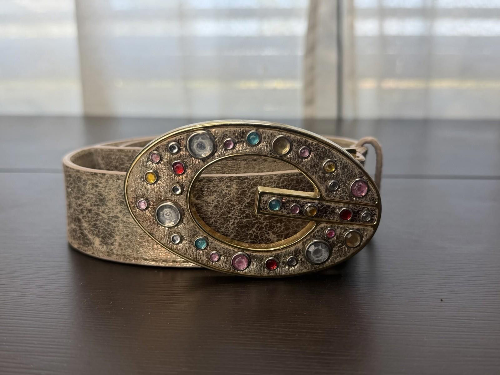 Guess GUESS Genuine Leather Belt Large Gold G Logo Multicolor Y2K Size ONE SIZE - 1 Thumbnail