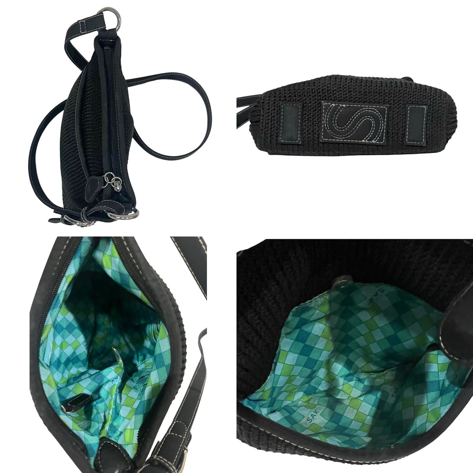 The Sak The Sak Purse Black Crochet Crossbody Bag Classic Slim Zipper 7x7” Style 4516 Size ONE SIZE - 8 Thumbnail