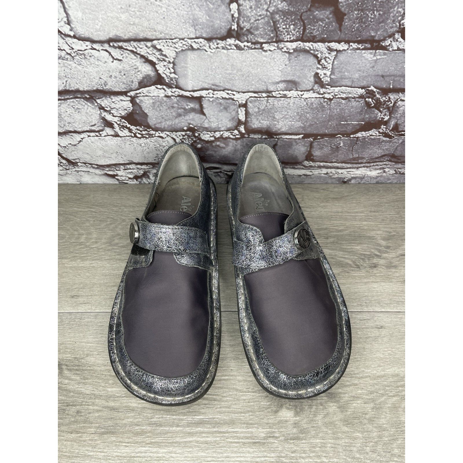 Allegri Alegria DEN-735 MOON SHADOW Gray Leather Shoes Slip-On Clogs Size US 9 / IT 39 - 2 Thumbnail