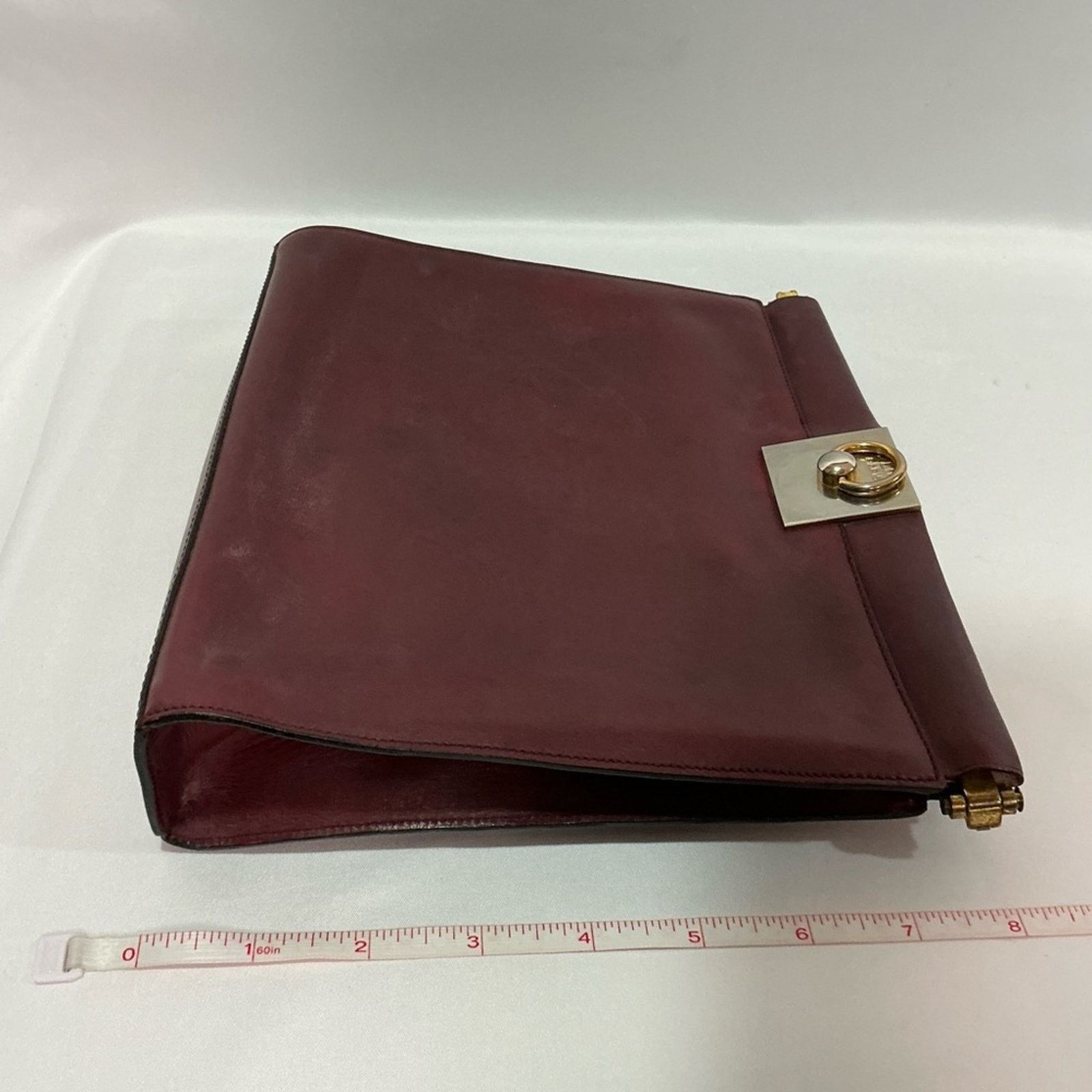 Celine Vintage Celine Dep Red Burgundy Leather Clutch Frame closure Size ONE SIZE - 10 Thumbnail