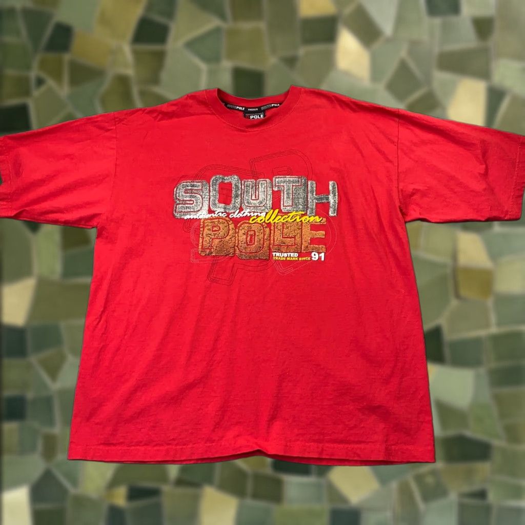 Southpole VINTAGE South Pole Mens Shirt 2XL Red Authentic 3D Puffy Embroidery Spellout 90s Y2K Size US XXL / EU 58 / 5 - 1 Thumbnail