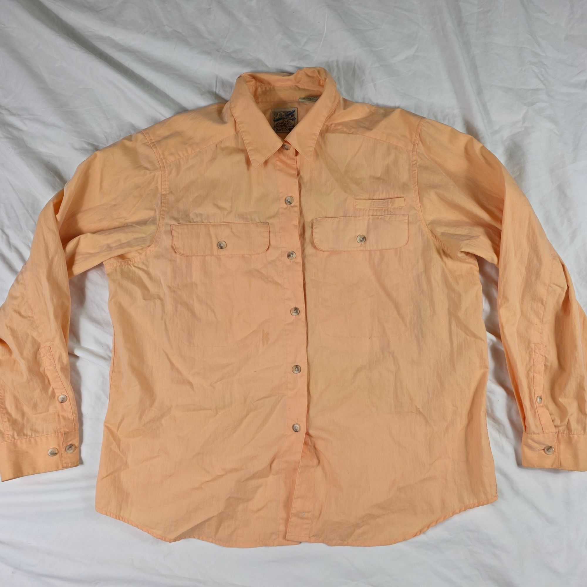 Other Vintage Travelsmith Womens Large Peach Orange Long Sleeve Bu Size L / US 10 / IT 46 - 1 Thumbnail