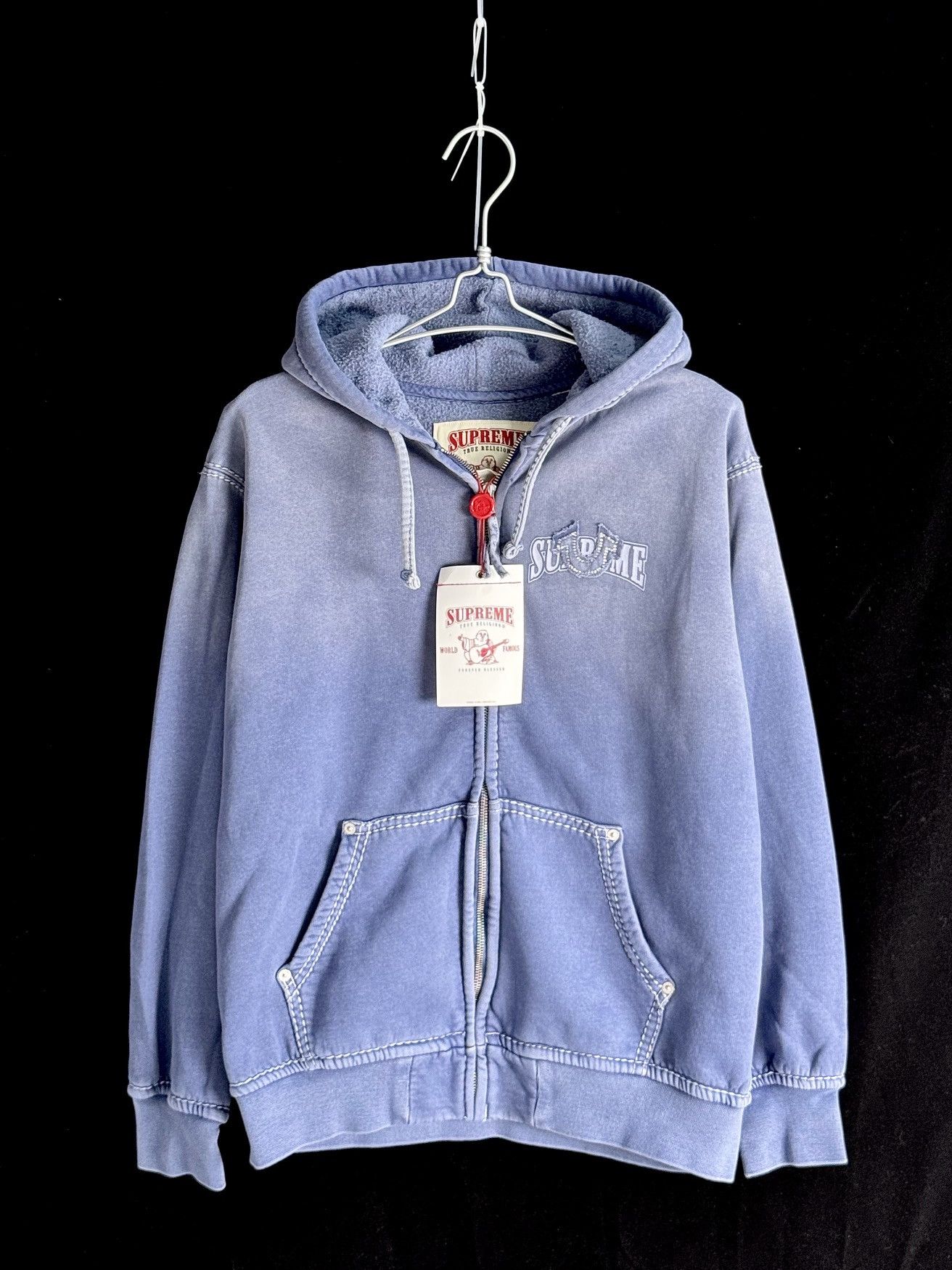 Supreme Reverse Patchwork Zip Up Hooded Sweatshirt | Grailed