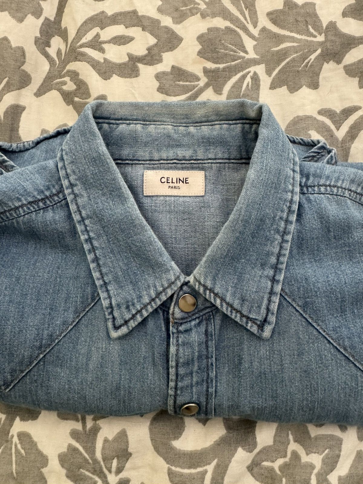Celine Celine Western Denim Shirt Size US L / EU 52-54 / 3 - 2 Thumbnail