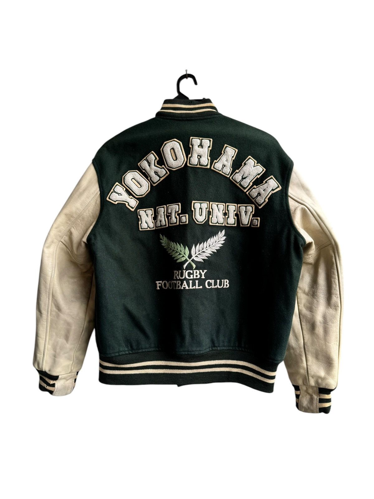 Vintage Vintage Varsity Yokohama Rugby Leather Sleeve Jacket Size US L / EU 52-54 / 3 - 3 Thumbnail