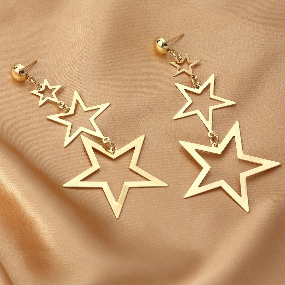 Jewelry Multi Layer Stars Long Elegant Drop Dangle Earrings Size ONE SIZE - 1 Thumbnail