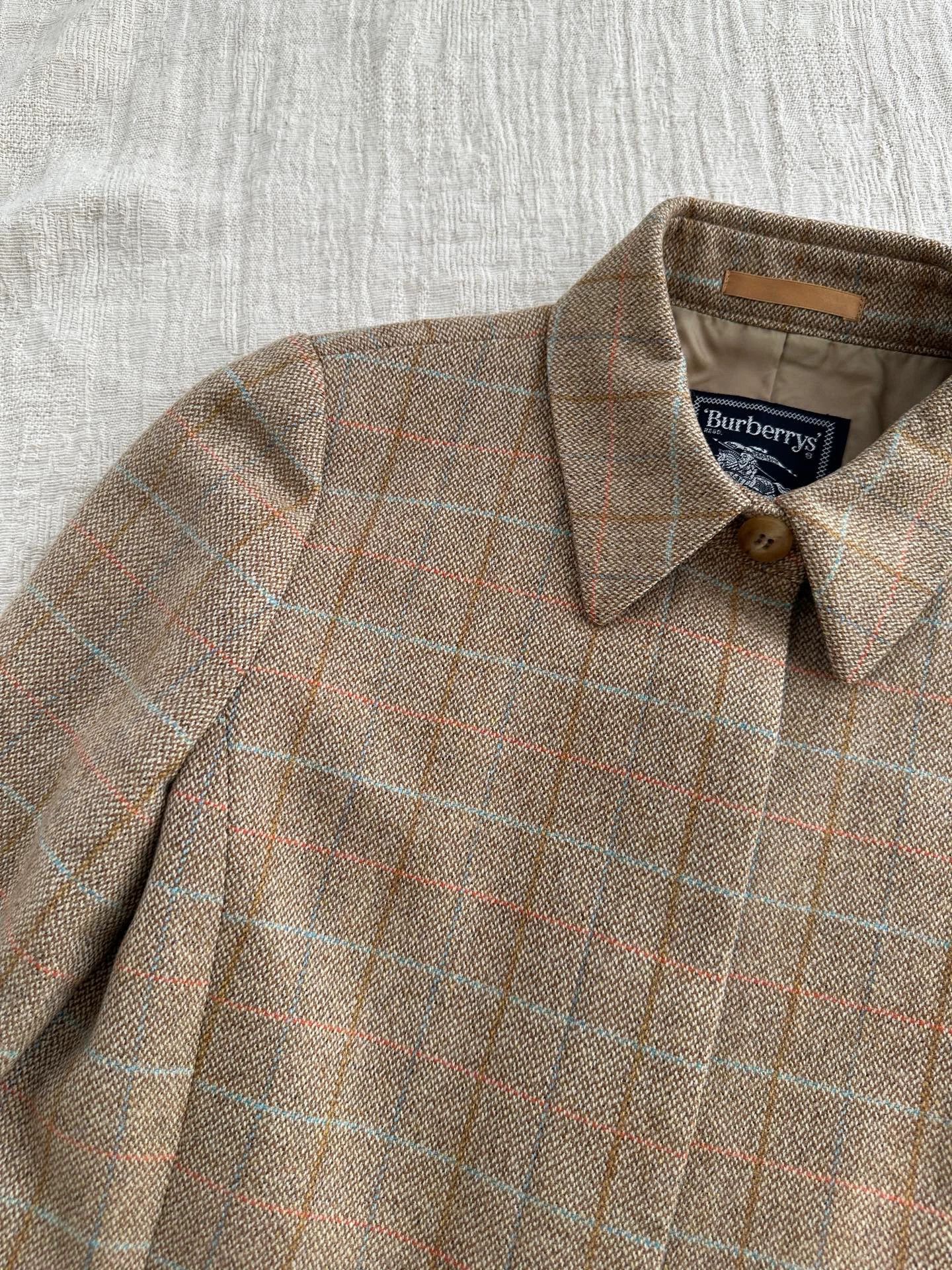 Burberry BBR Vintage Check Wool Blazer Women's Yellow Brown 38 99 Size S / US 4 / IT 40 - 6 Thumbnail