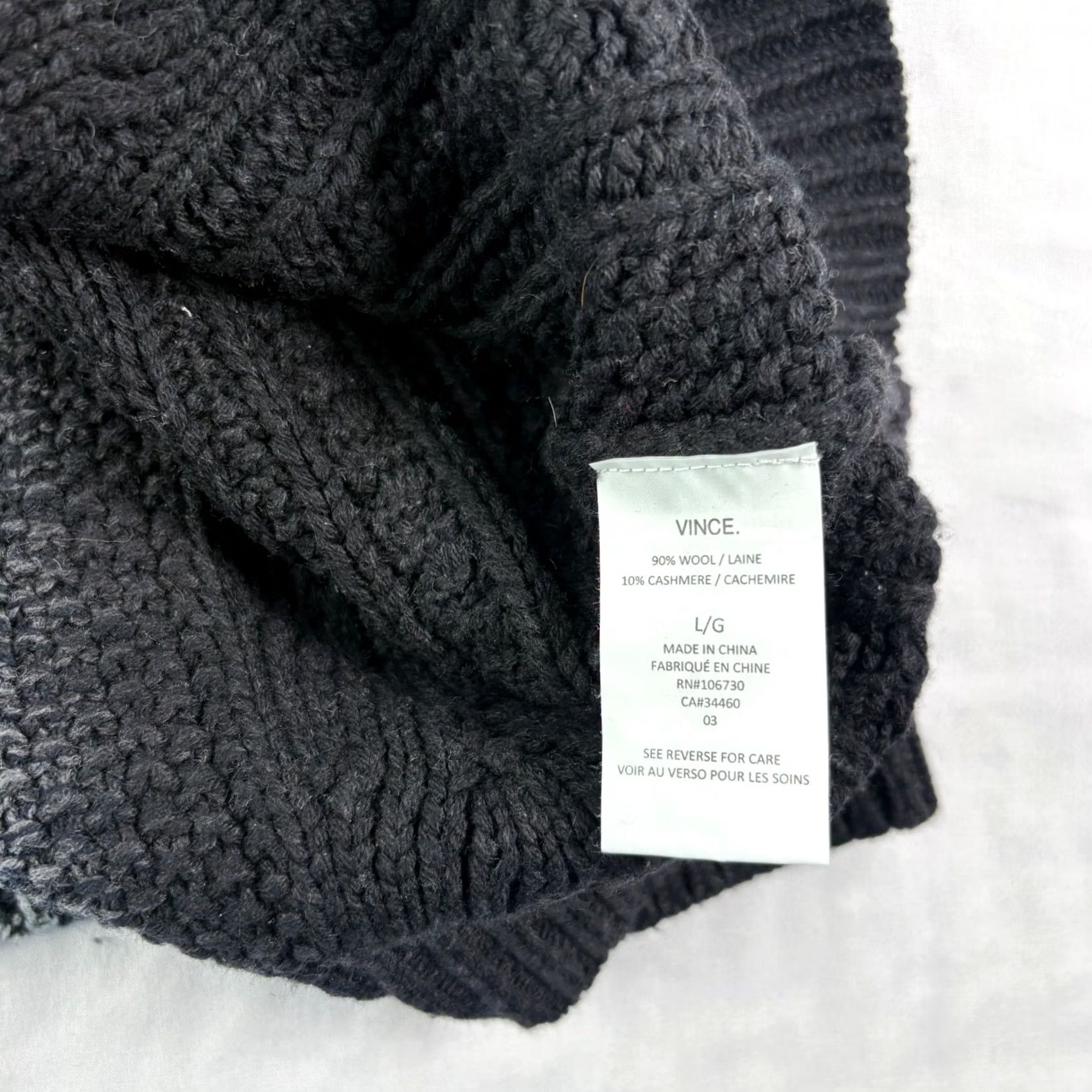 Vince Vince Sweater Mens Large Black Cable-Knit Wool Cashmere Pullover Size US L / EU 52-54 / 3 - 7 Thumbnail