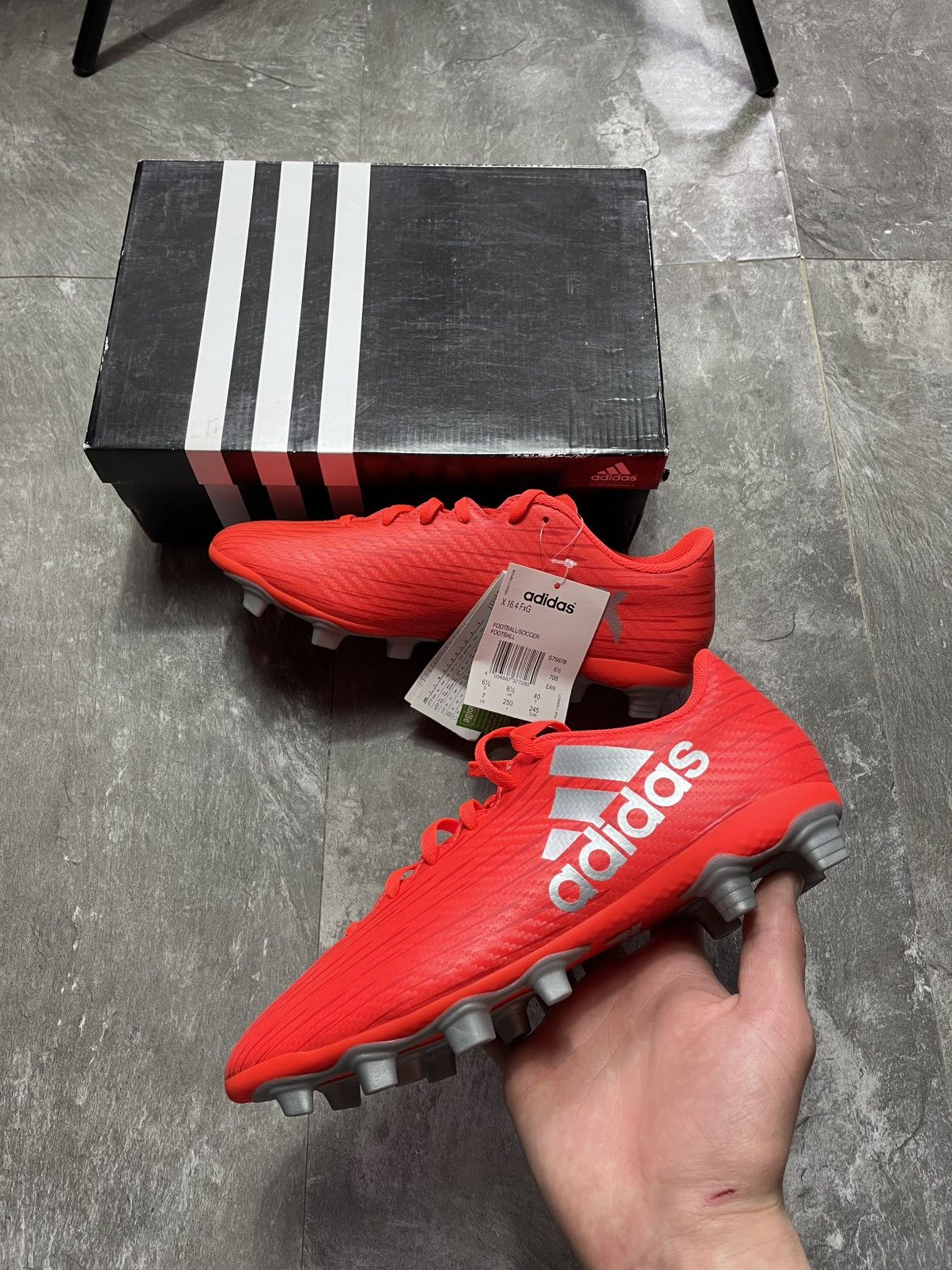 Adidas AdidasX 16.4 FxG Soccer Cleats Solar Red Silver Men’s Size US 7 / EU 40 - 2 Thumbnail