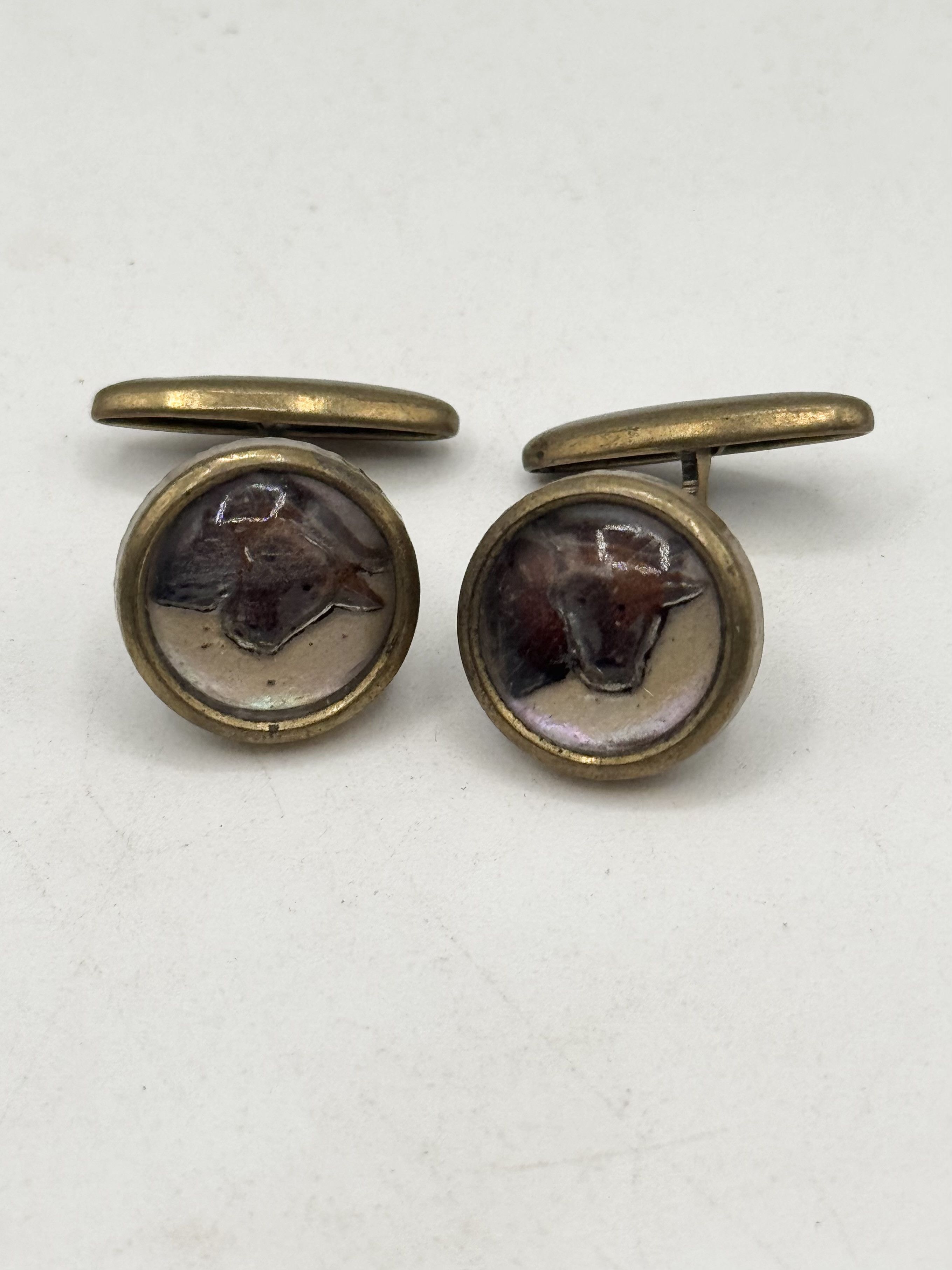 Vintage Vintage estate art deco bubble art glass horse cuff links cu Size ONE SIZE - 2 Thumbnail
