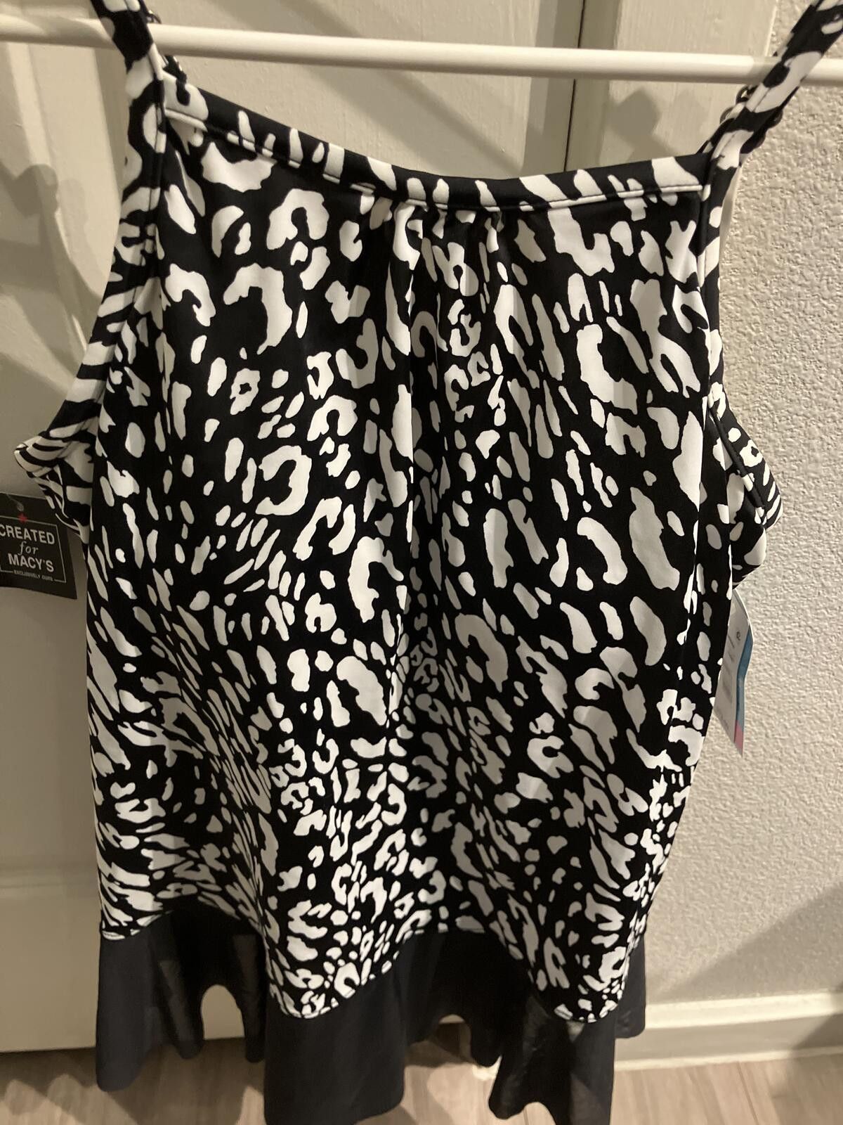Other Black and White Animal Print Sleeveless Top with Ruffle Hem Size L / US 10 / IT 46 - 2 Thumbnail