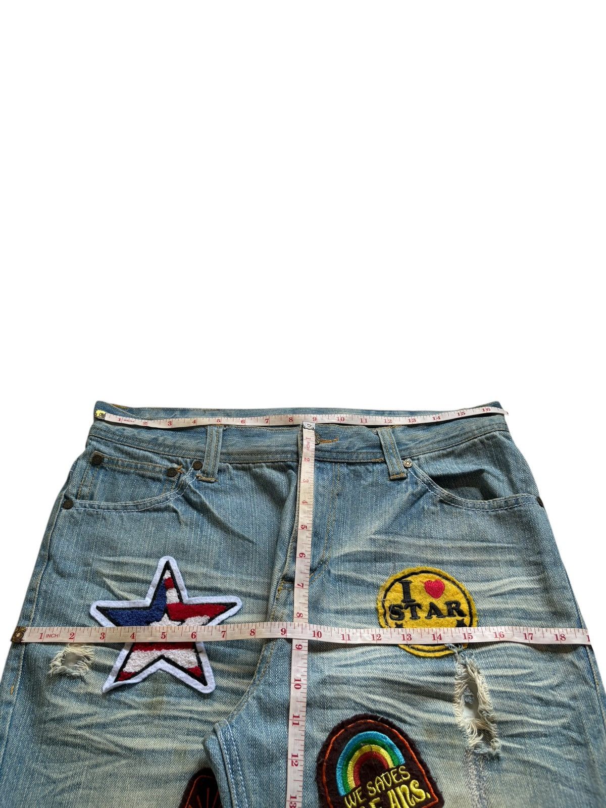 Japanese Brand Vintage Japanese Brand Mud Wash Patch Distress Loose Jeans Size US 34 / EU 50 - 13 Thumbnail