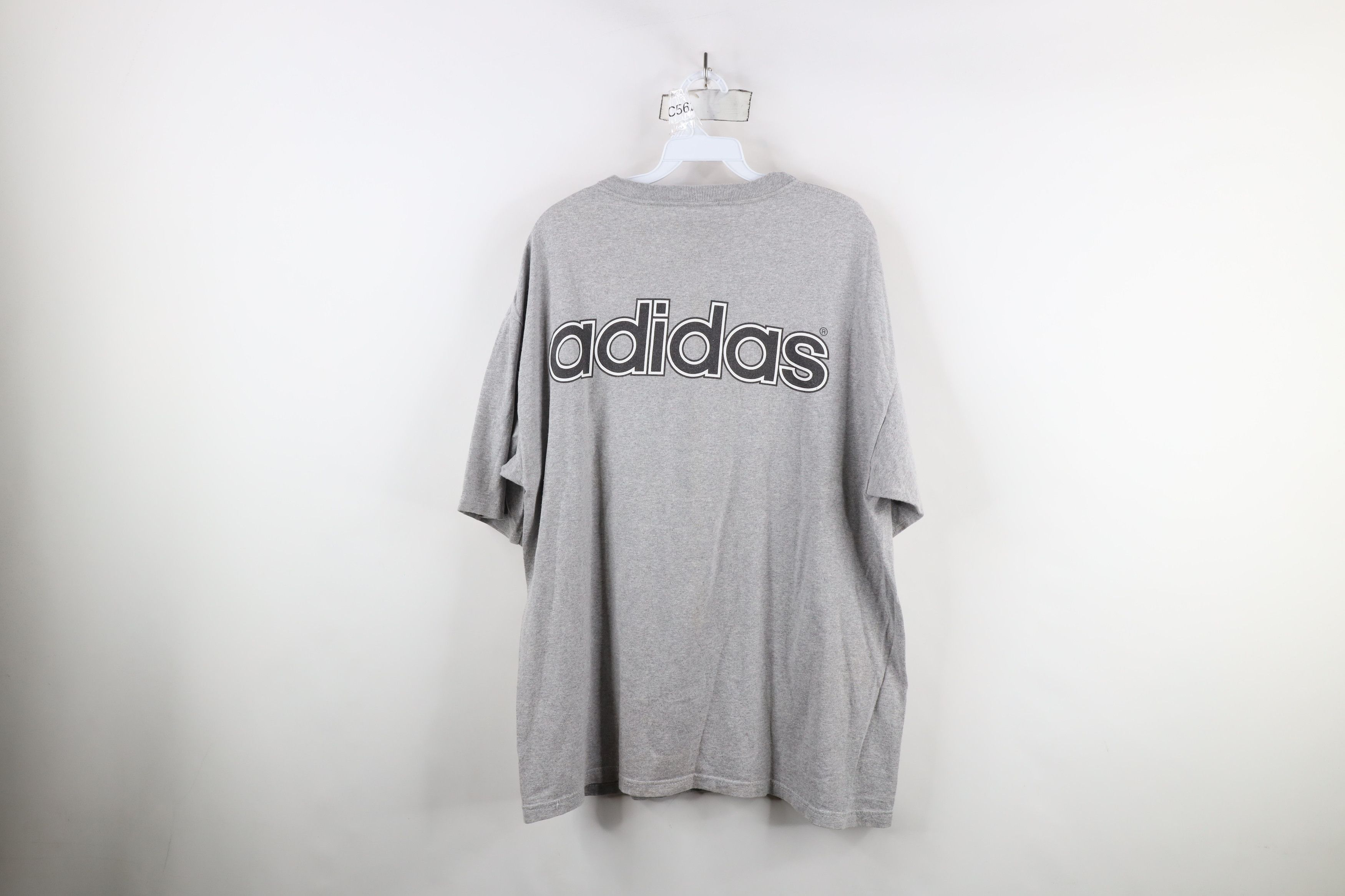 Adidas × Vintage Vintage 90s Adidas Spell Trefoil Striped T-Shirt Gray USA Size US L / EU 52-54 / 3 - 11 Thumbnail