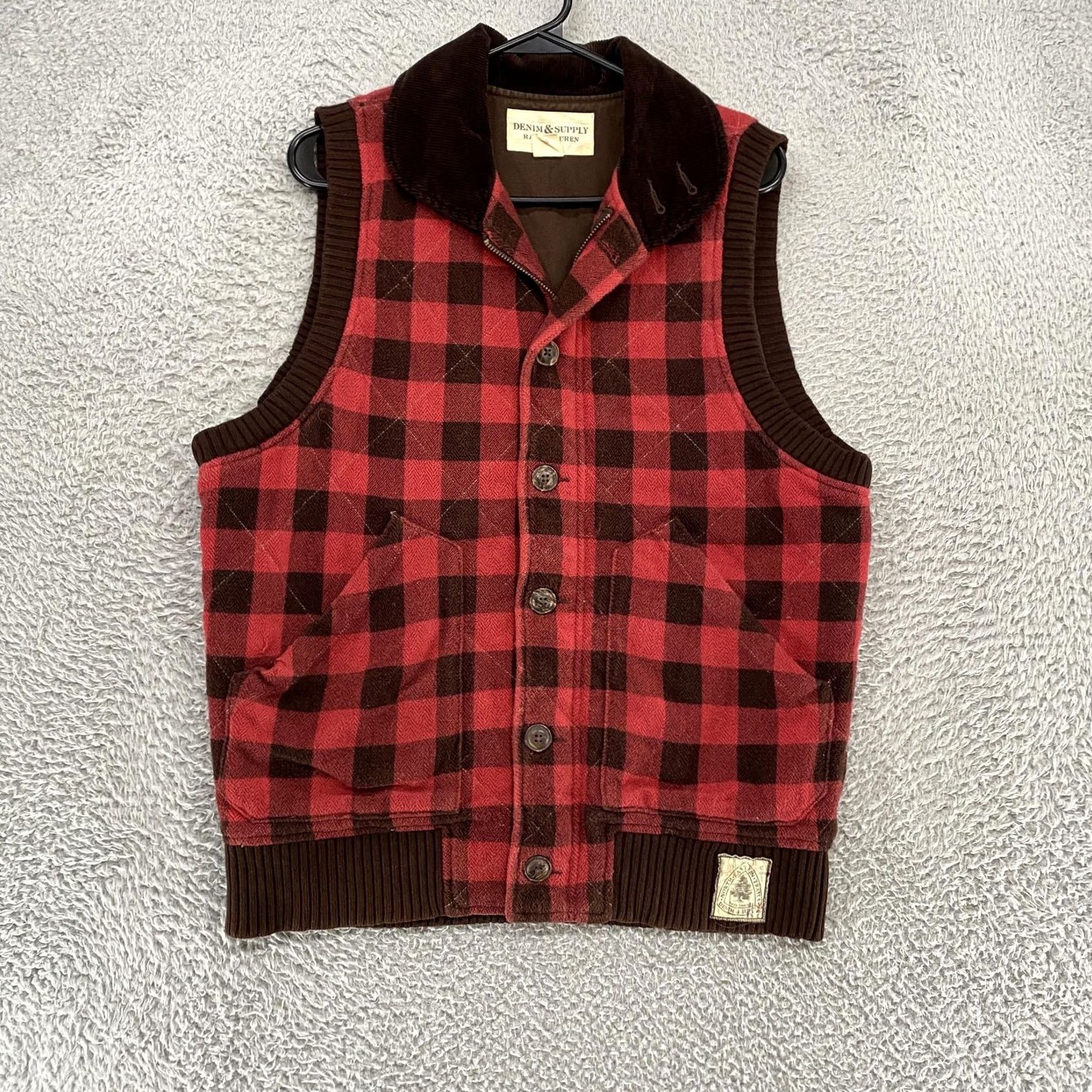 Ralph Lauren VINTAGE Ralph Lauren Denim & Supply Vest Mens M Red Buffalo Plaid Quilted Corduroy Size US M / EU 48-50 / 2 - 2 Thumbnail