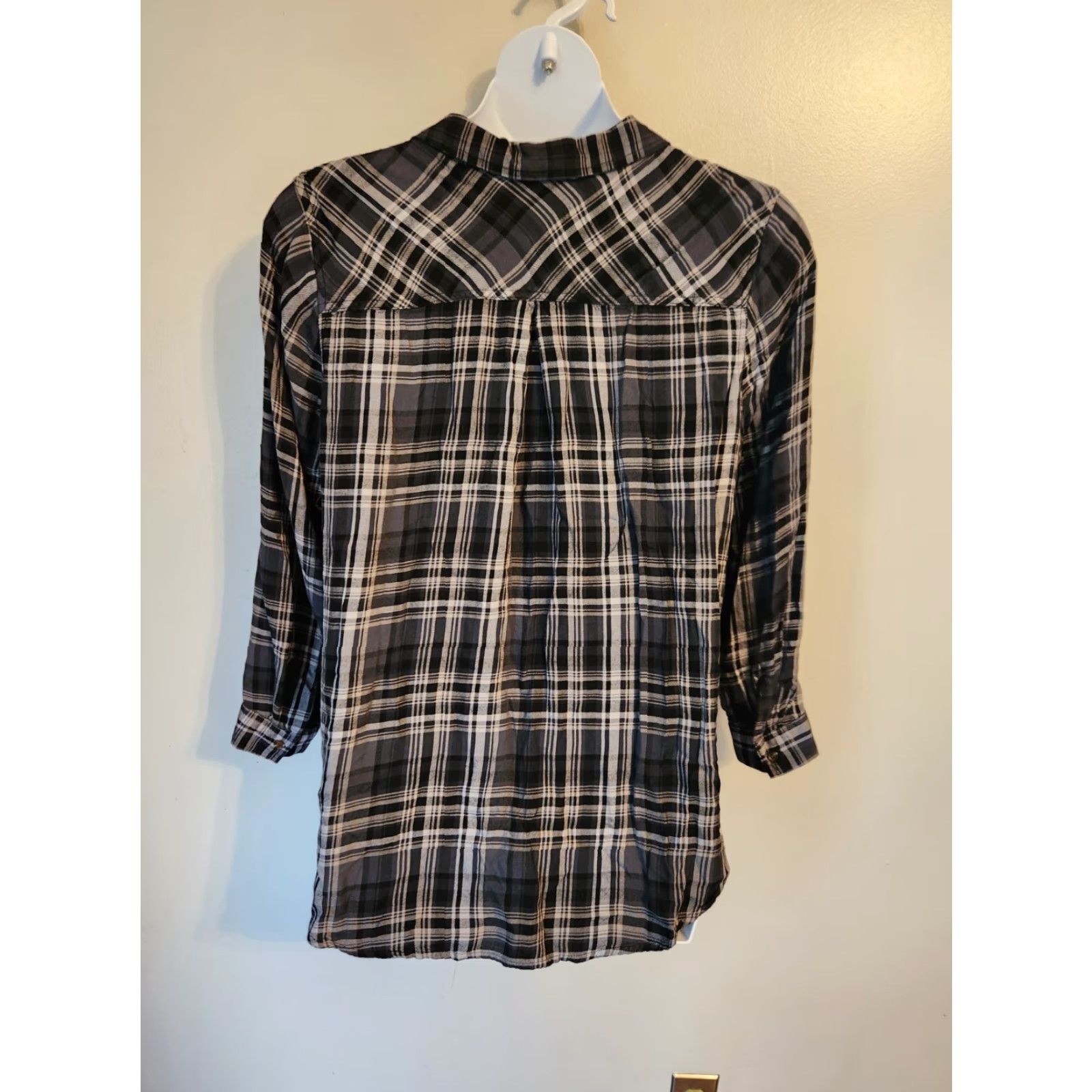 Vintage Terra & Sky Black Plaid Flannel Long Sleeve Button Up Top Shirt 1X Size XL / US 12-14 / IT 48-50 - 6 Thumbnail