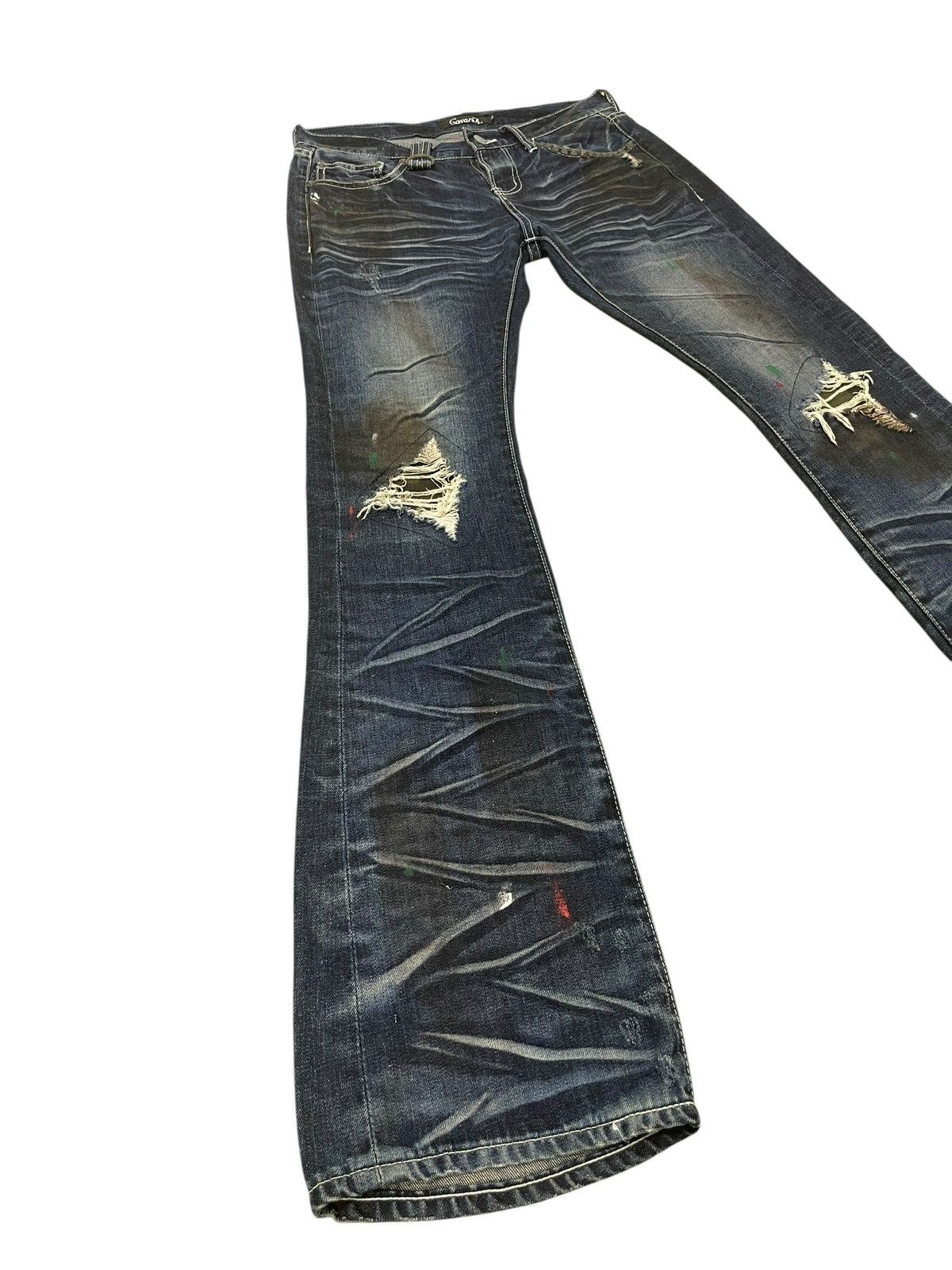 Japanese Brand Flare Jeans CavariA Honeycomb Distress Low Rise ERD 2🟦6 Size US 30 / EU 46 - 1 Thumbnail