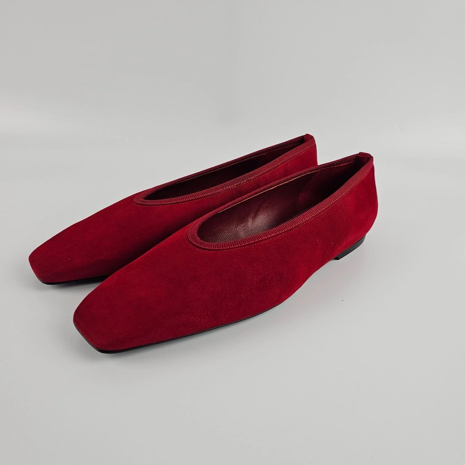 TOTEME Minimalist Scarlet Red Suede Ballerinas New Auth