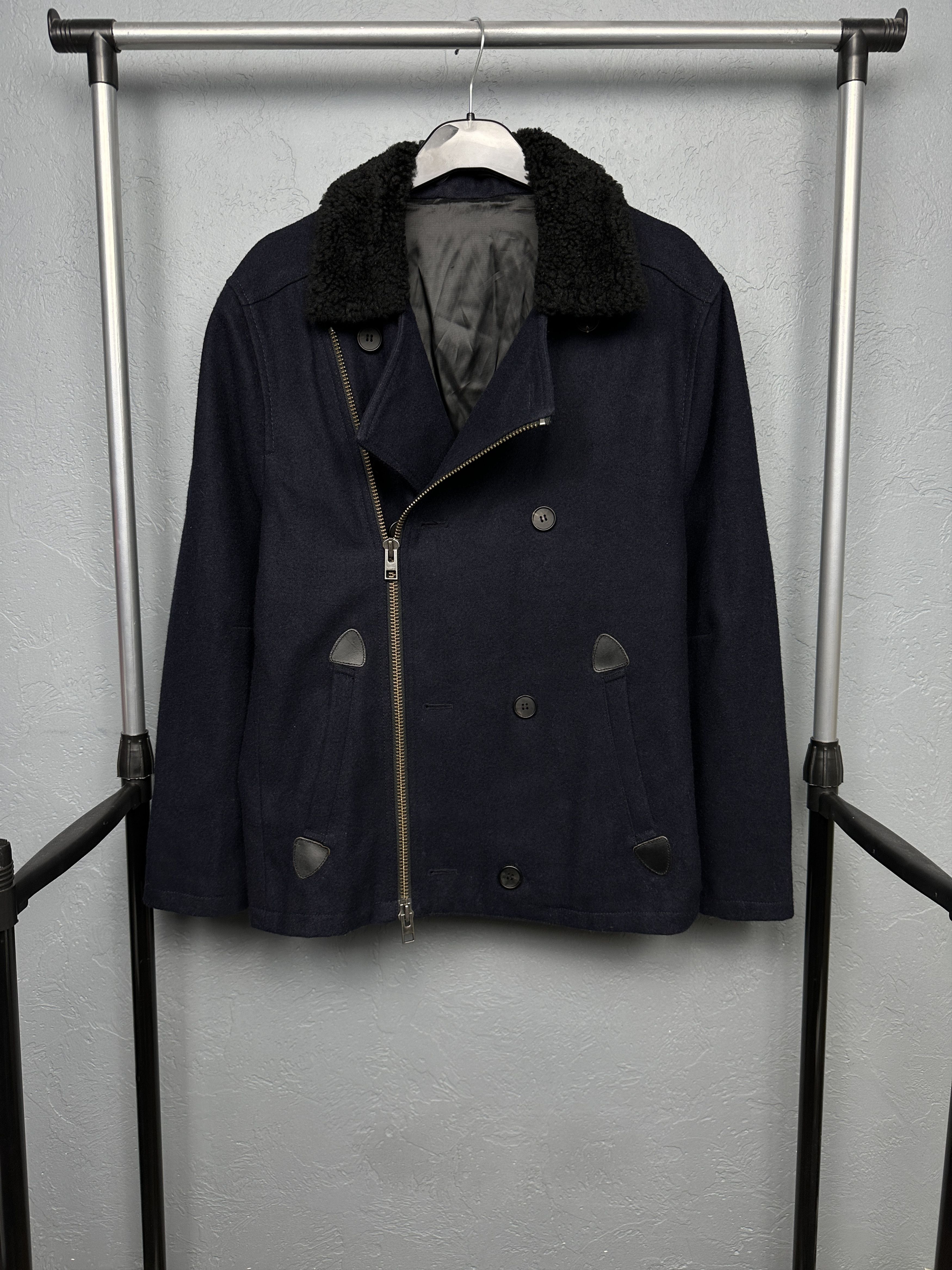 Allsaints Allsaints Mens Kotova Wool Pea Coat Jacket Size US XL / EU 56 / 4 - 1 Thumbnail