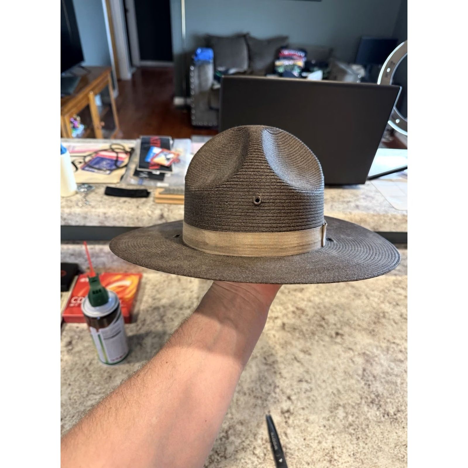 Vintage VINTAGE Stratton Campaign Hat USA Brown Straw Police Trooper 7 Mens Hat Size ONE SIZE - 4 Thumbnail