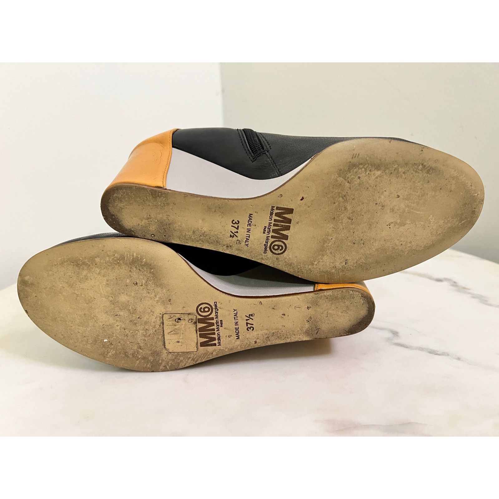 Maison Margiela SUPERCOOL MM6 MAISON MARGIELA BLK/TAN/GREY WEDGE BOOTS 37.5 Size US 7 / IT 37 - 3 Thumbnail