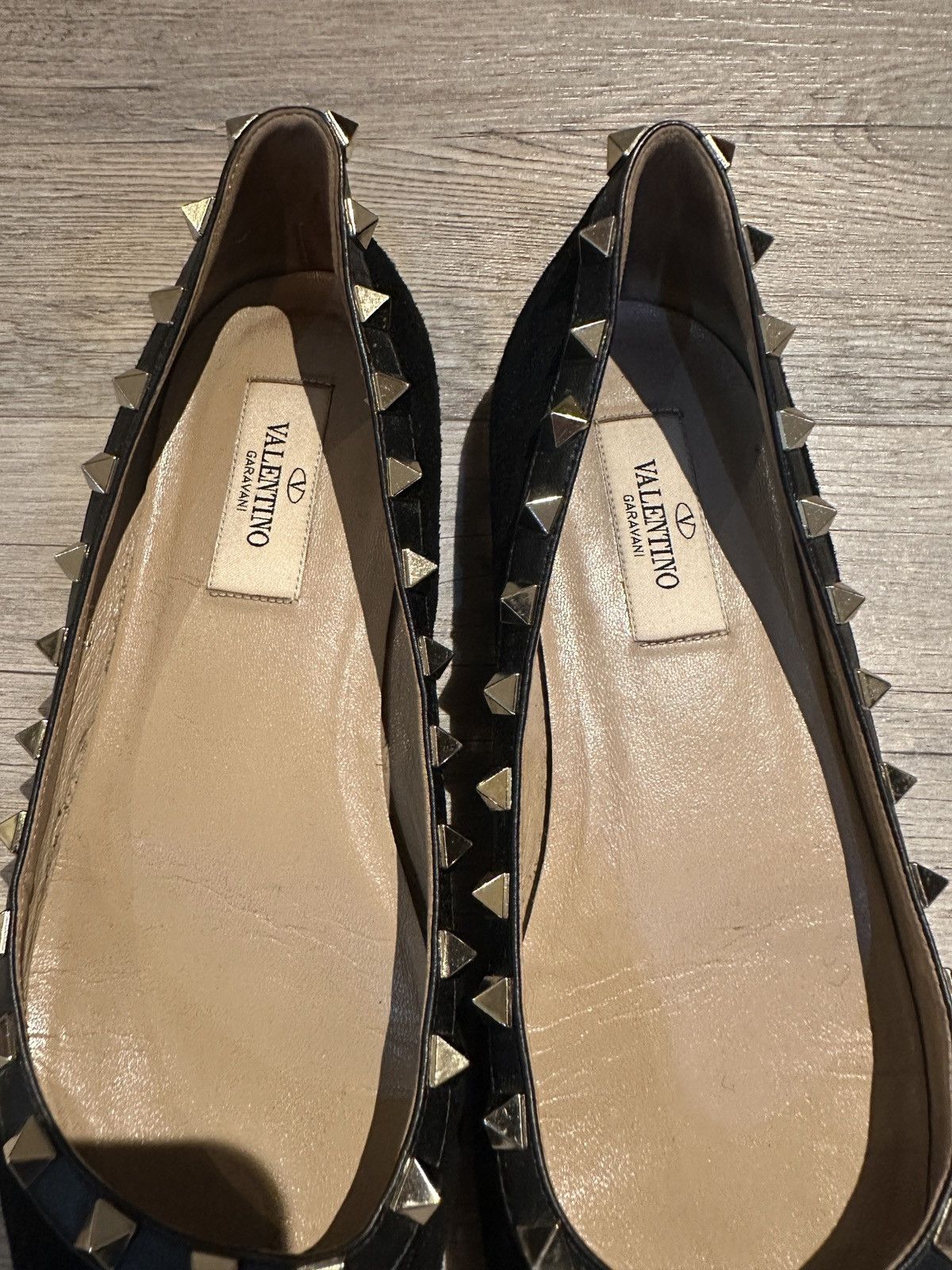 Valentino Ballerines Valentino Garavani Rockstud en Daim Noir Size US 5.5 / IT 35.5 - 3 Thumbnail