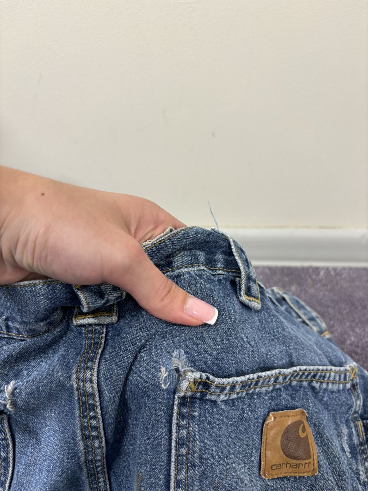 Carhartt Vintage 90s Carhartt USA Hype Work Blue Denim Shorts Jorts Size US 36 / EU 52 - 10 Thumbnail