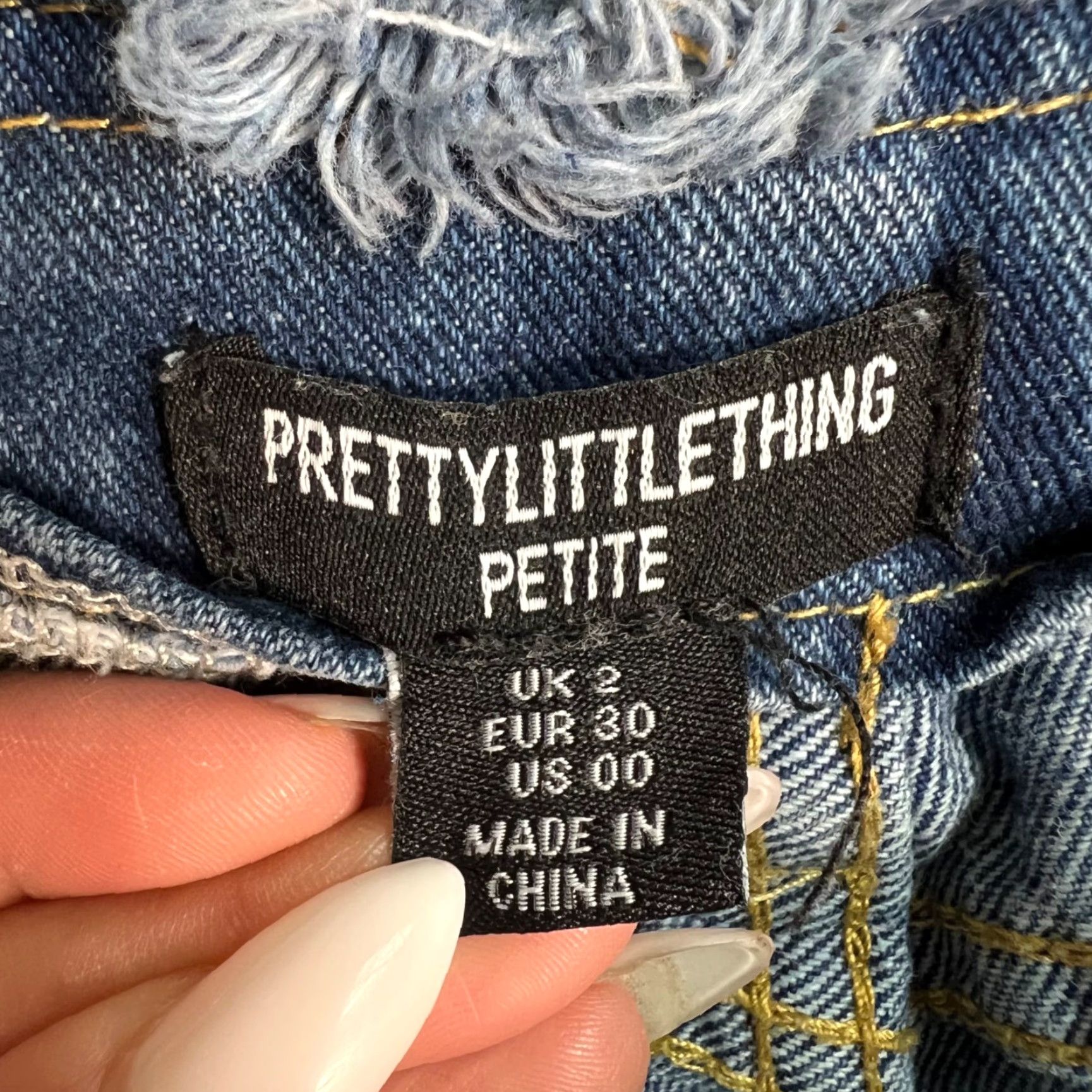 PrettyLittleThing PrettyLittleThing Jeans Womens Petite Blue High-Waist Frayed Hem Wide Leg Size 00 Size 24" / US 00 / IT 34 - 3 Thumbnail
