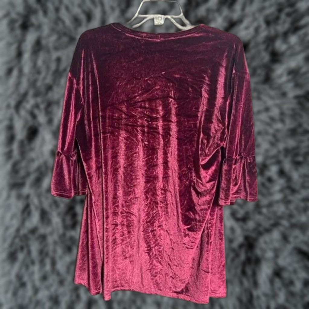 Vintage VINTAGE Y2K Crushed Velvet Cardigan Amaryllis XS/S Burgundy Kimono Jacket Women Dark Romantic Vamp Whimsigoth Witchy Velvet Red XS Size XS / US 0-2 / IT 36-38 - 1 Thumbnail