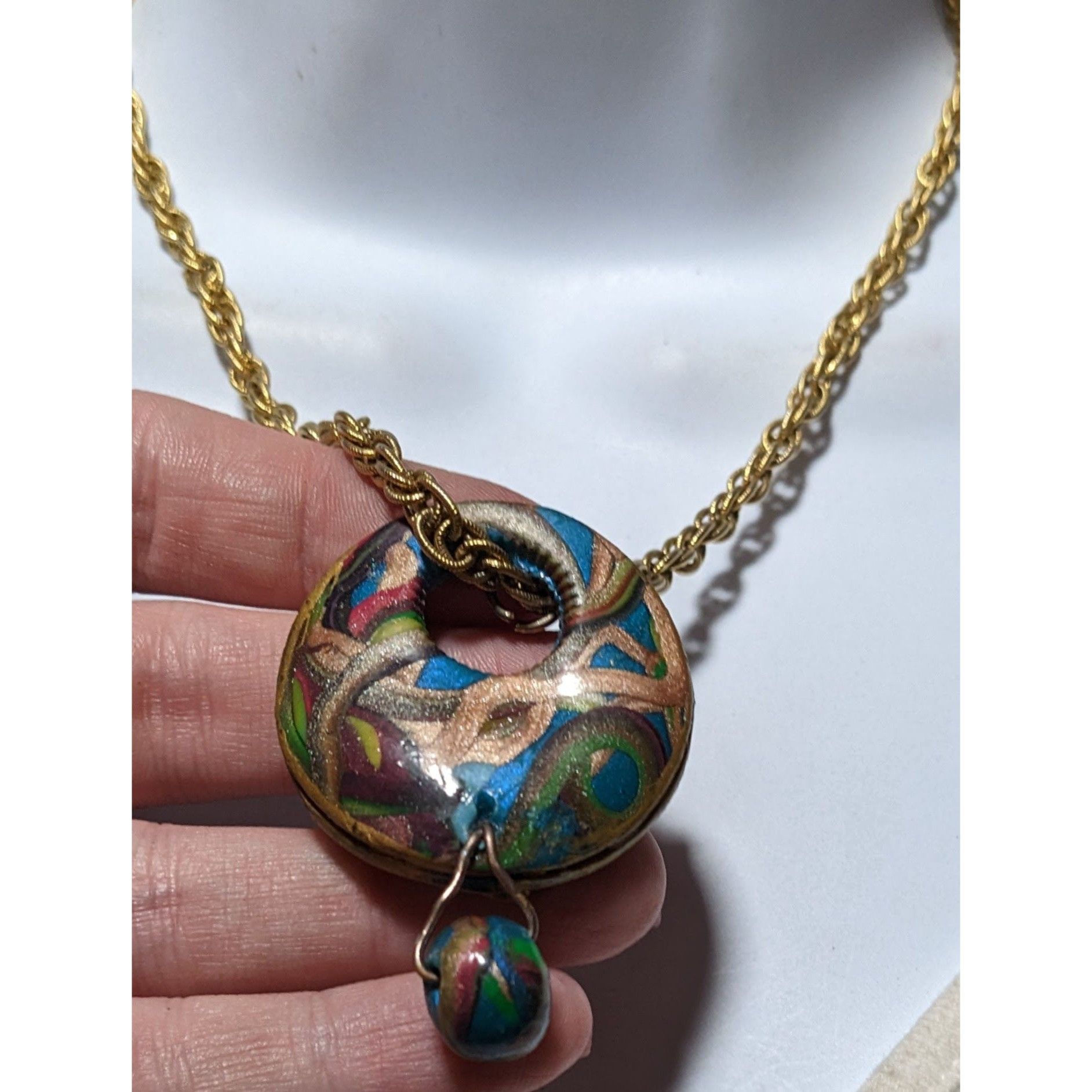 Other Handmade Abstract Rainbow Squiggle Pendant Necklace Size ONE SIZE - 9 Thumbnail