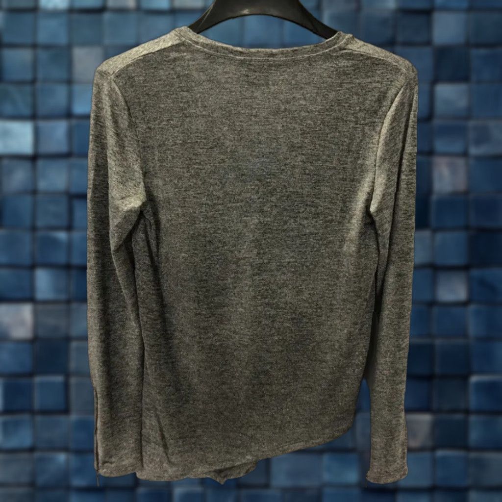 Armani Exchange Armani Exchange Womens Gray Long Sleeve Pullover Blouse T-Shirt Size S Regular Scoop Neck Casual Shawl Sparkle Size S / US 4 / IT 40 - 1 Thumbnail